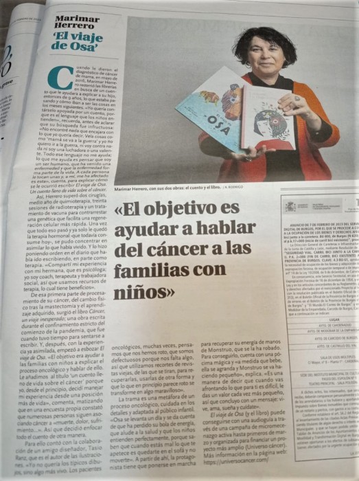 Presentamos Universo cáncer en sociedad. Entrevista en el diario de burgos