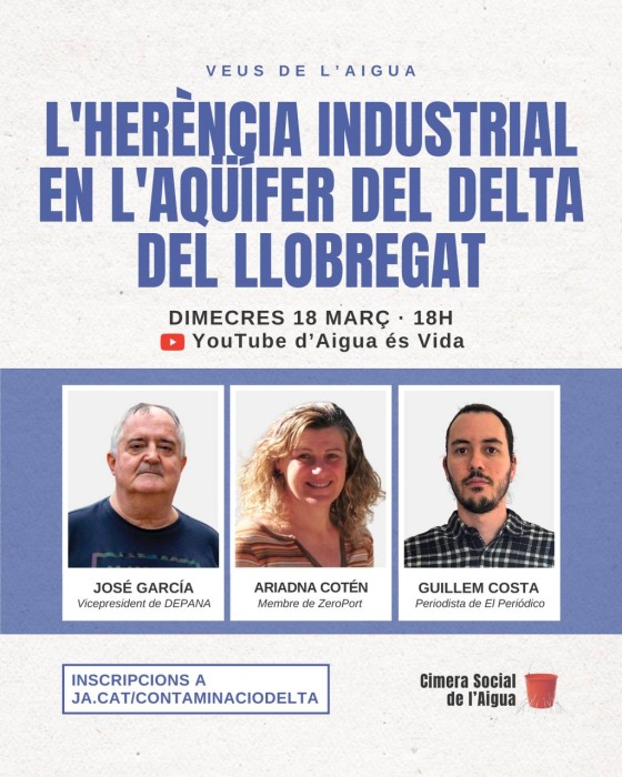 Conferència en línia L'HERÈNCIA INDUSTRIAL EN L'AQÜÍFER DEL DELTA DEL LLOBREGAT